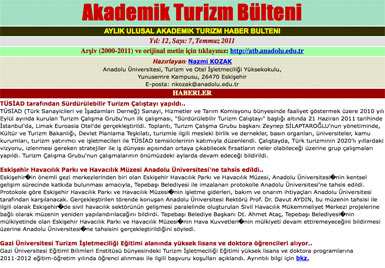 Akademik Turizm Bülteni’nin Temmuz sayısı yayımlandı...