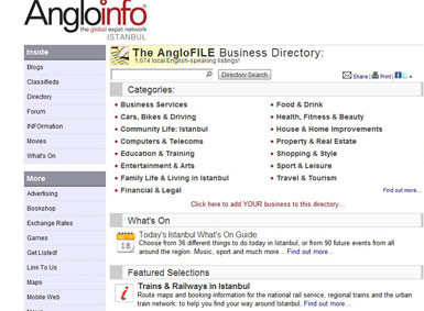 Türkiye’de yaşayan yabancılar için, "AngloINFO İstanbul"... 
