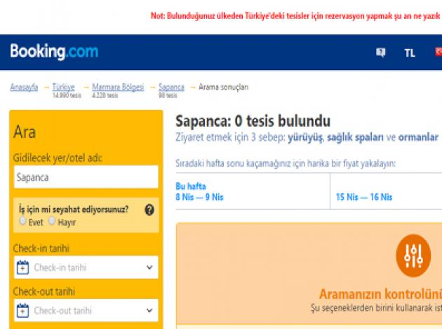 Booking'e engel o bölgeyi de etkiledi