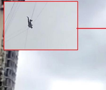 Çılgın müşteri havada asılı kaldı