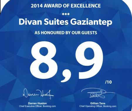 Divan Suites Gaziantep'e  Booking'ten ödül