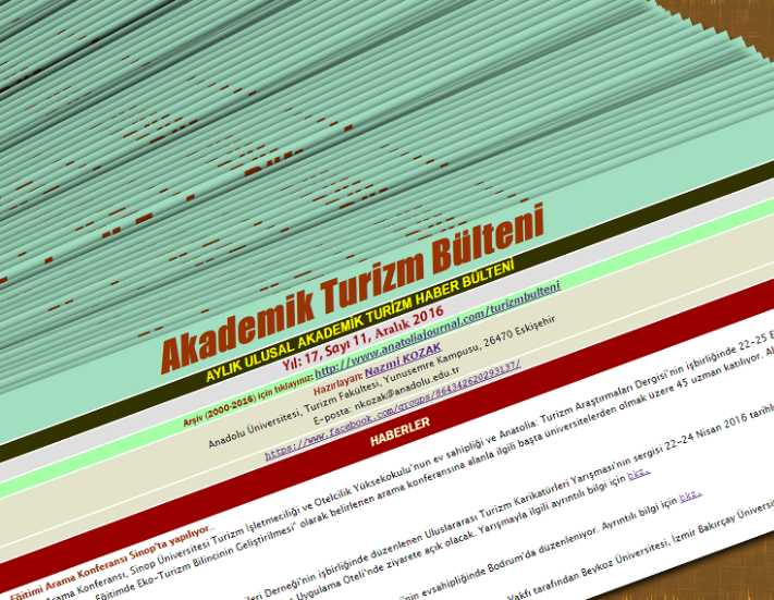 Akademik Turizm Bülteni yeni sayısı yayımlandı