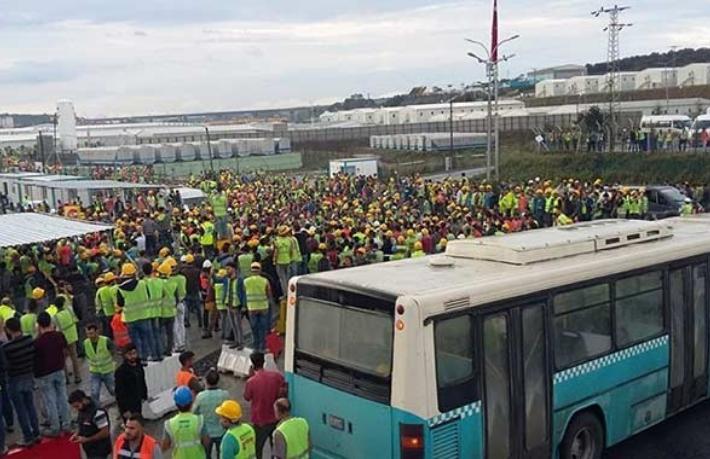 İstanbul Havalimanı işçilerinden maaş eylemi