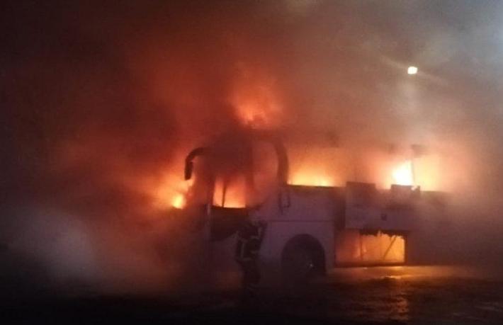 Nevşehir'de tur otobüsü yandı