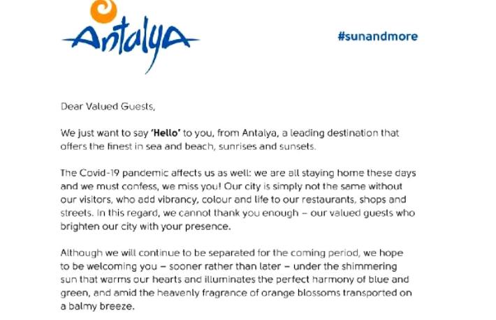 Antalya'dan 23.5 milyon turiste "Sun and more" mektubu