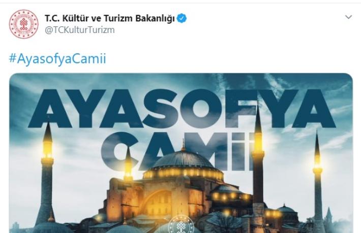 Turizm Bakanlığı'ndan Ayasofya paylaşımı