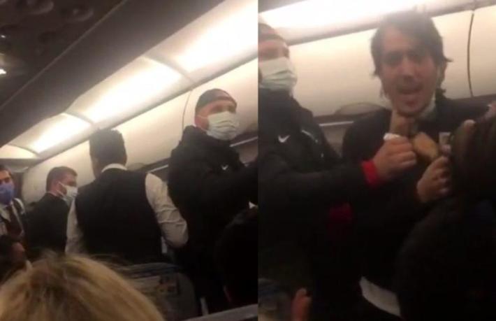 Uçakta maske kavgası... Yolcular birbirine girdi