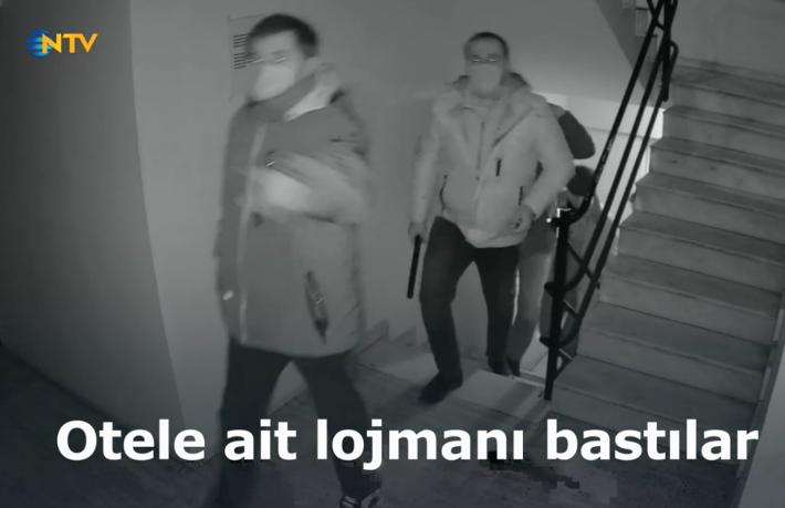 Otelin lojmanını bastılar çalışanları darp ettiler
