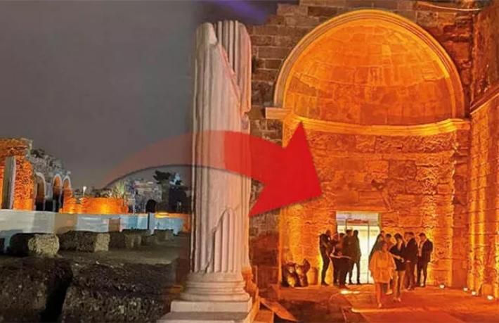 Side Antik Kenti'nde skandal... Athena Tapınağı’nın girişini bar yapmışlar