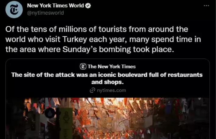 New York Times saldırıyı turizm vurgusuyla verdi... Tepki yağdı