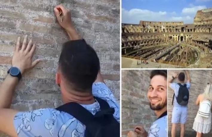Tarihi Kolezyum’a adını kazıyan turist özür diledi