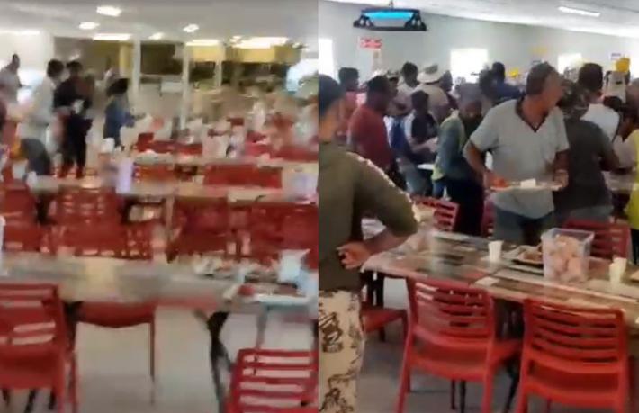 Otel inşaatında kavga… Masa ve sandalyeler havada uçuştu