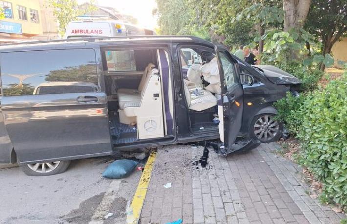 Freni boşalan tur minibüsü ağaca çarptı... 5 turist yaralı