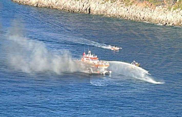 Fethiye'de tekne yangını