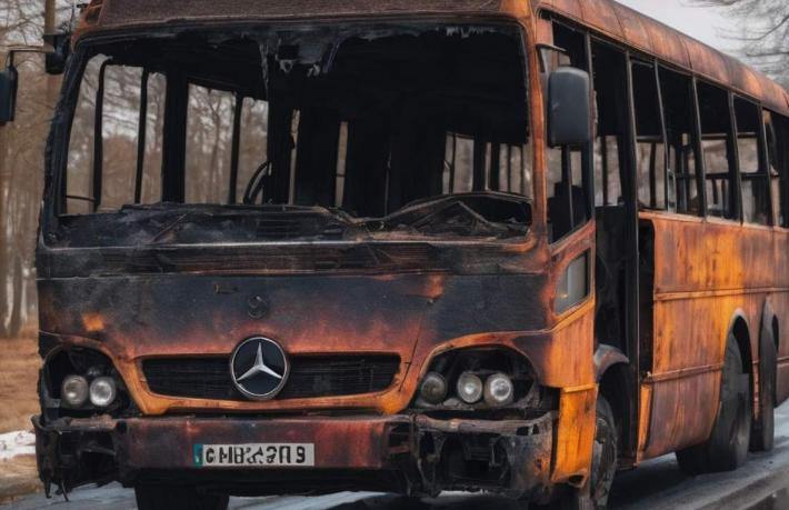 55 kişilik turist otobüsü yandı