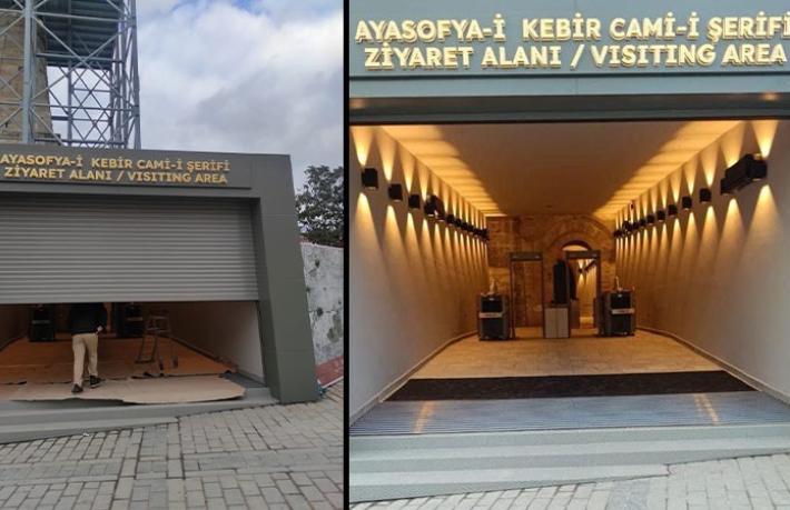 Tepki çeken uygulama... Ayasofya'nın turist kapısına kepenk takıldı