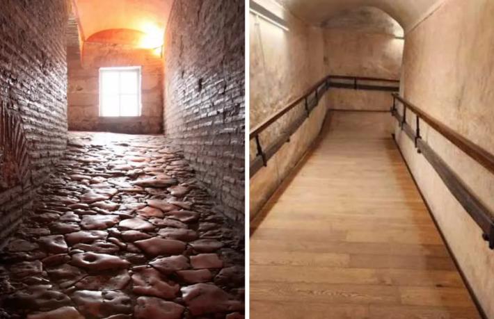 Ayasofya'da tarihi taşların üstüne laminant parke döşendi