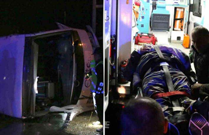 Tur midibüsü devrildi... 24 kişi yaralı