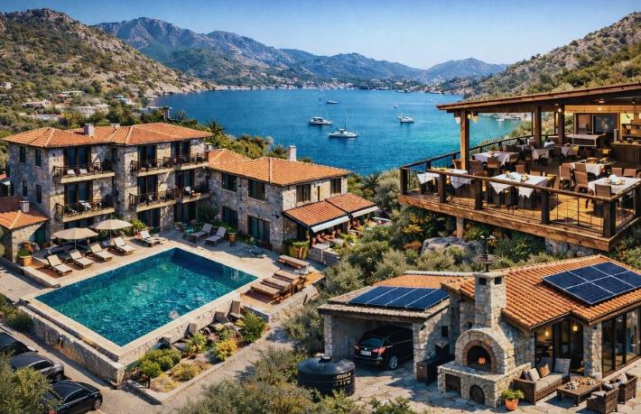 Selimiye’de satılık butik otel, restoran ve ev