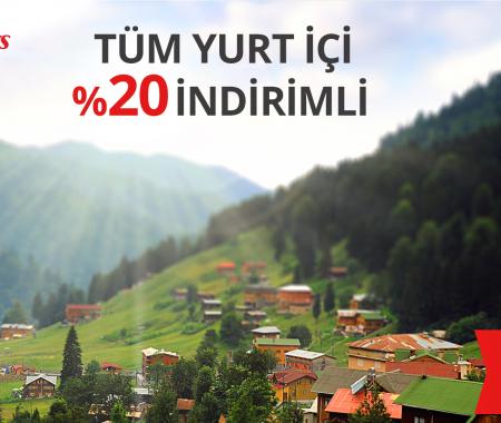 Pegasus’tan tüm yurt içi uçuşlarda % 20 indirim